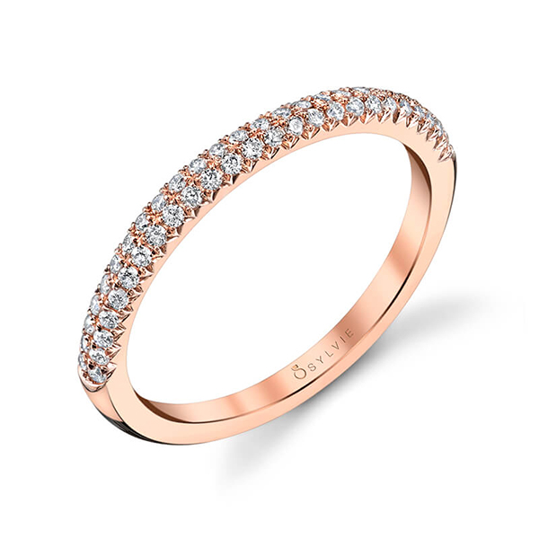 2 Row Pavé  Diamond Stackable Band